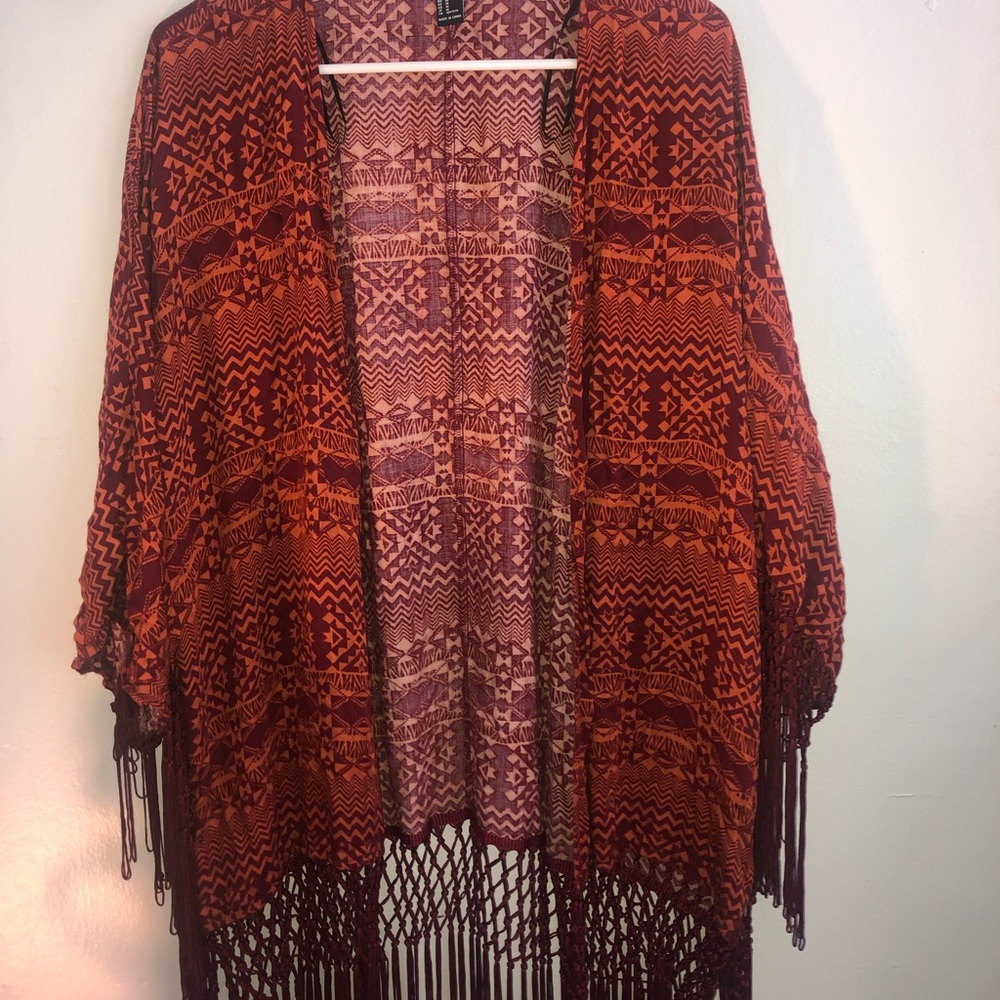 Forever21 Size M Aztec Fringe Kimono